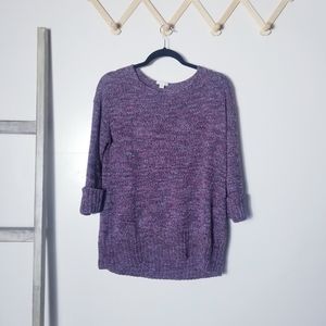 J JILL HEAVY OVERSIZED SWEATER PURPLE WITH BLUE SIZE SMALL